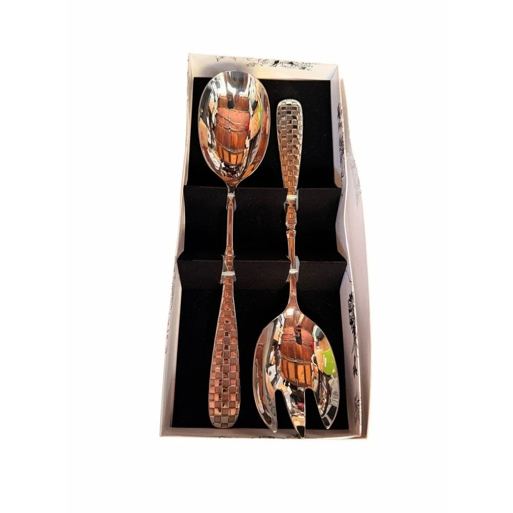 New MacKenzie-Childs Check Salad Serving Set
